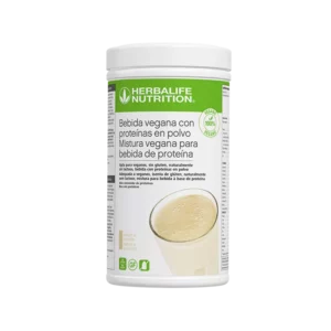 Envase de Herbalife Bebida Vegana con Proteínas en Polvo sabor vainilla.