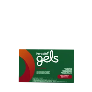 Suplemento Herbalife Gels CoQ10Vita con CoQ10, vitamina E y K sabor cereza.