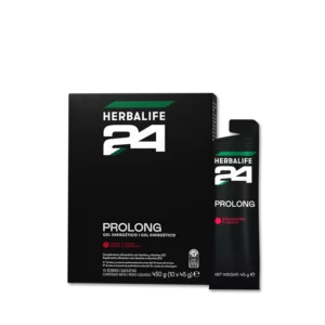 Gel energético Herbalife24 Prolong sabor fresa en caja y sobre individual.