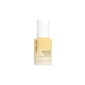 Sérum HL/Skin con 10% de niacinamida, frasco amarillo con tapa blanca.