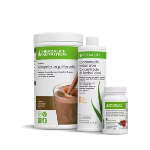 Pack Desayuno Herbalife Aloe Mango: Batido Chocolate Cremoso y Té Original.