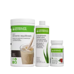 Pack Desayuno Ideal Herbalife: Batido Fórmula 1 sabor Galleta Crujiente, Concentrado de Aloe Vera y Té Original (50g) para nutrición diaria.